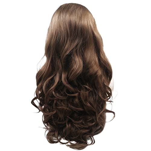 Perücke for Frauen, lange lockige Wellen-Perücken for Frauen, flauschige Ombre-Teebraun-Spitzefront-Synthetik-Perücke, Kostüm, Cosplay-Haar, charmant for Party von TAYGUM