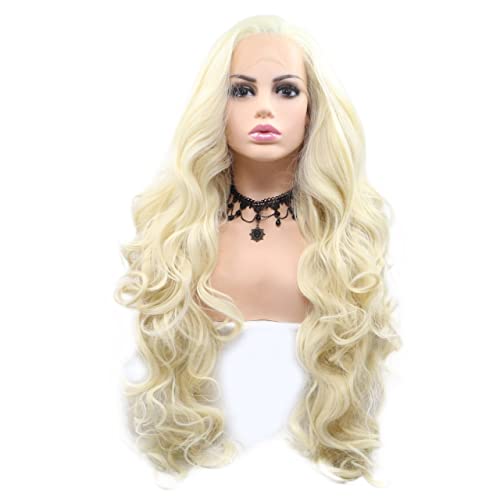 Perücke for Frauen, lange lockige Wellen-Perücken for Frauen, flauschige blonde Spitze-Front-Synthetik-Perücke, Party-Kostüm, Cosplay-Haar, perfekt for Party von TAYGUM