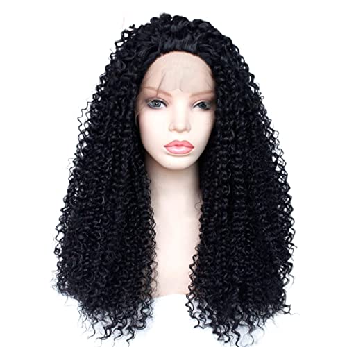 Perücke for Frauen, lange verworrene lockige Perücke for Frauen, flauschige schwarze Spitze-Front-Synthetik-Perücke, Halloween-Kostüm, Cosplay-Haar, perfekt for den Alltag (Color : Schwarz, Size : 2 von TAYGUM