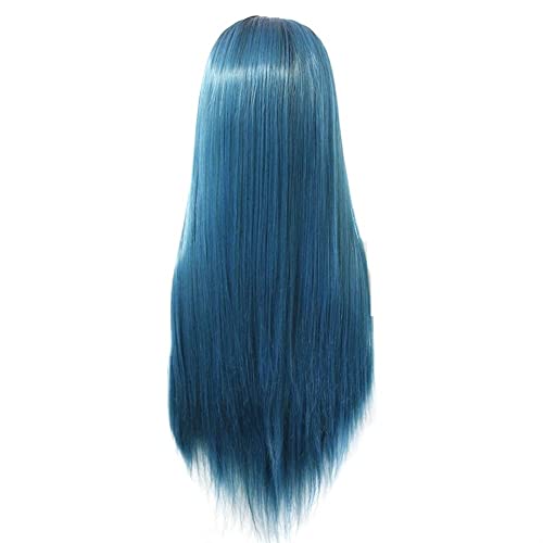 Perücke for Frauen, langes glattes Haar, Perücken for Frauen, seidig, Ombre, Lakeblue, Spitze vorne, synthetische Perücke, Kostüm, Cosplay, Kleidung, Schönheit for den Alltag von TAYGUM