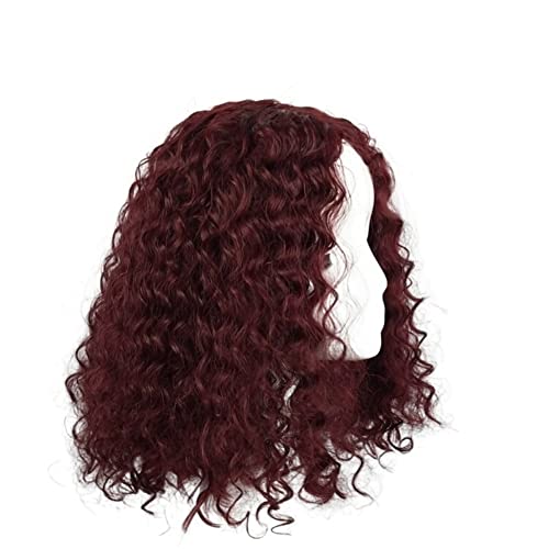 Perücke for Frauen, schulterlange, verworrene, lockige Perücke for Frauen, schwarz/braun/blond/weinrot, natürlich aussehende Perücken, perfekt for Partys (Color : Weinrot) von TAYGUM