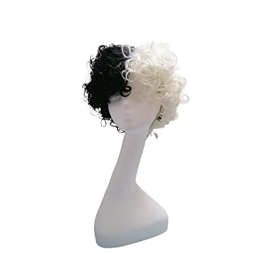 Perücken, Haare for Frauen, kurze lockige Perücken for Frauen, flauschige schwarze und weiße Cosplay-Kostüm-Perücke, bezaubernd for den Alltag von TAYGUM