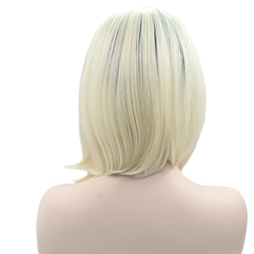 Perücken, Haare for Frauen, schulterlange Bob-Wellen-Perücken for Frauen, Ombre-Blond mit dunklen Wurzeln, synthetische Lace-Front-Perücke, bezaubernd for den Alltag von TAYGUM