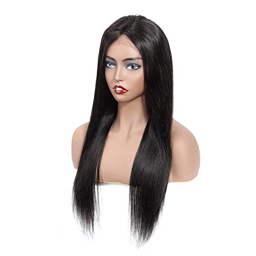 Perücken Haar for Frauen, Lace-Front-Perücke, lange, glatte Echthaar-Perücken, natürlich aussehend, perfekt for Partys (Color : Schwarz, Size : Black 14 Inch) von TAYGUM