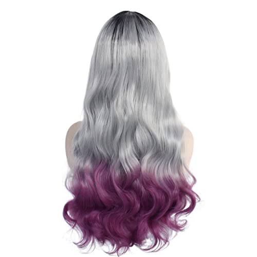 Perücken Haar for Frauen, lange Wasserwellen-Perücken for Frauen, flauschig, bunt, Spitze vorne, synthetische Perücke, Party, Kostüm, Cosplay, Haar, perfekt for Party von TAYGUM