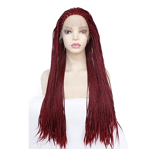 Perücken Haar for Frauen, lange geflochtene Perücken, synthetische Spitze-Frontal-Zöpfe, Perücken for schwarze Frauen, Halloween-Kostüm, Cosplay, Haarschönheit for Party von TAYGUM