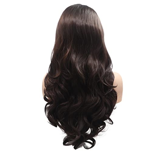 Perücken Haar for Frauen, lange lockige Wellenperücken for Frauen, flauschige Ombre-Dunkelbraune Spitzefront-Synthetikperücke, Cosplay-Haar, Schönheit for Party von TAYGUM