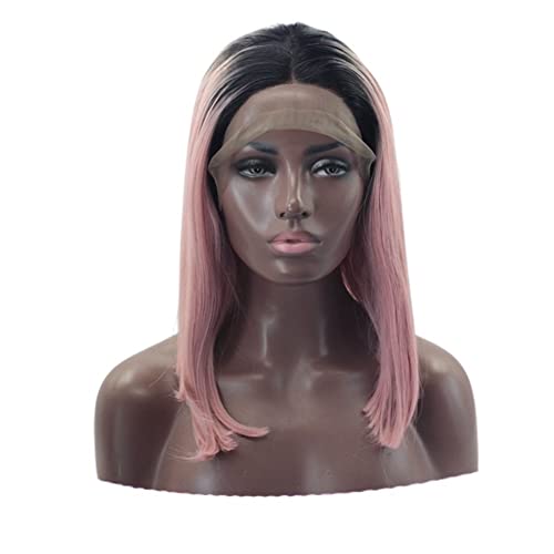 Perücken Haar for Frauen, schulterlange Bob-Perücken for Frauen, Ombre-Rosa mit dunklen Wurzeln, Lace-Front-Synthetik-Perücke, Cosplay-Haar, perfekt for den Alltag von TAYGUM