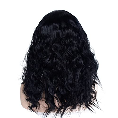 Perücken Haar for Frauen, schulterlange lockige Wellenperücken for Frauen, flauschige schwarze Spitzefront-Synthetikperücke, Cosplay-Haar, Schönheit for Party von TAYGUM