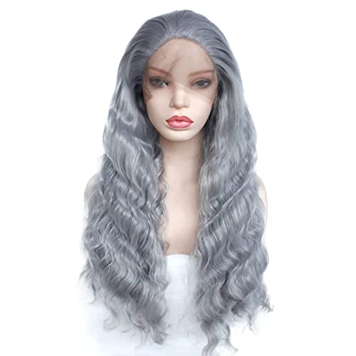 Perücken Haar for Frauen Lange Fingerwelle Perücke for Frauen Ombre Grau Lace Front Synthetische Perücken Vintage 1920er Jahre Party Cosplay Haar Charmant for Party von TAYGUM