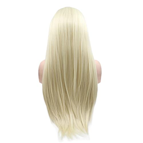 Perücken Haar for Frauen Lange Glatte Haare Perücken for Frauen Seidige Blonde Synthetische Spitze Front Perücke Kostüm Cosplay Haar Schönheit for Party von TAYGUM