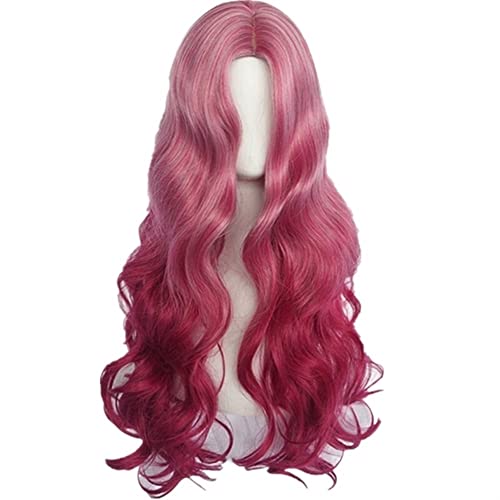 Perücken Haar for Frauen Lange Körperwelle Perücken for Frauen Ombre Rosered Mittelteil Haaransatz Party Kostüm Cosplay Perücke Perfekt for Party von TAYGUM