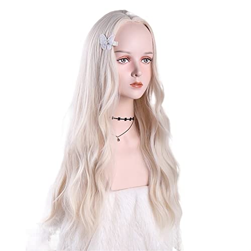 Perücken Haar for Frauen Lange Körperwelle Perücken for Frauen Ombre Weiß Mittelteil Haaransatz Halloween Party Kostüm Cosplay Perücke Schönheit for den Alltag von TAYGUM