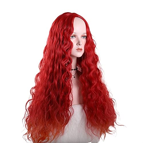 Perücken Haar for Frauen Lange Wasser Welle Perücken for Frauen Rot Mittelteil Haaransatz Halloween Party Kostüm Cosplay Perücke Schönheit for Party von TAYGUM