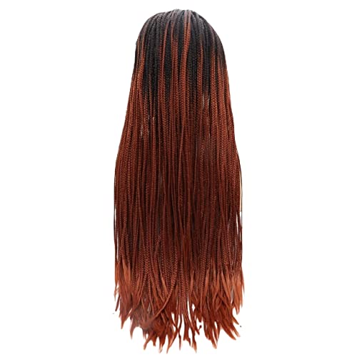 Perücken Haar for Frauen Lange knotenlose Box geflochtene Perücken for Frauen Ombre Rotbraun Lace Front Twisted Synthetic Perücke Mode for Party von TAYGUM