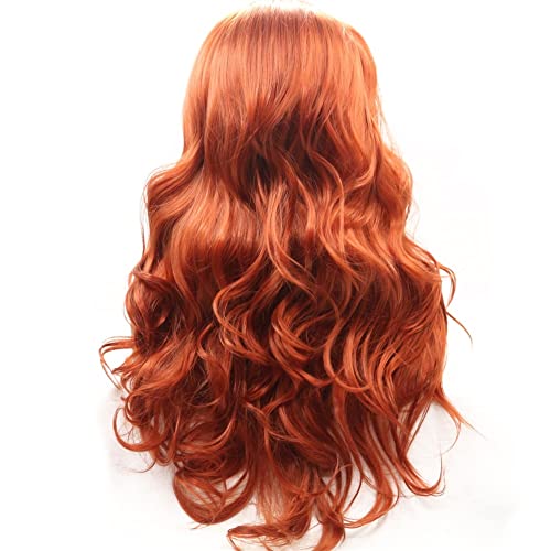 Perücken Haar for Frauen Lange lockige Wellenperücken for Frauen Flauschige Ombre Orange Lace Front synthetische Perücke Kostüm Cosplay Haarschönheit for Party von TAYGUM