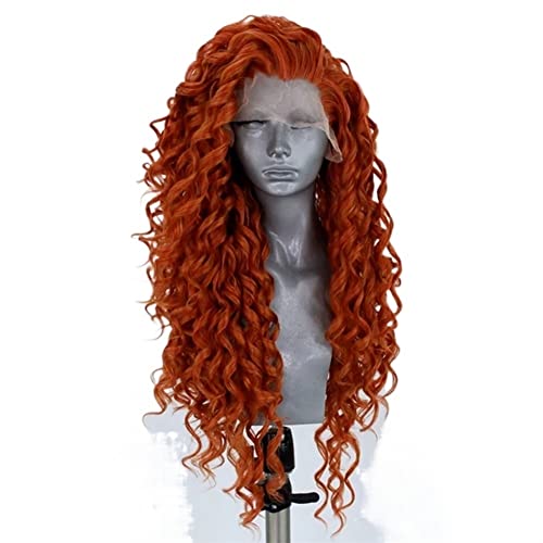 Perücken Haar for Frauen Lange verworrene lockige Perücke for Frauen Orange Flauschiges Wasserwellenhaar Kostüm Cosplay Lace Front Perücken Mode for Party von TAYGUM