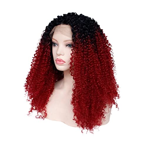 Perücken Haar for Frauen Mittellange verworrene lockige Perücke for Frauen Ombre Weinrot mit dunklen Wurzeln Kostüm Cosplay Lace Front Perücken Charmant for Party von TAYGUM