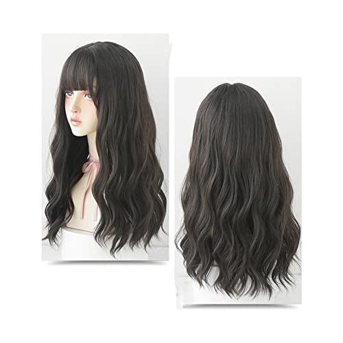 Perücken Haar for Frauen Ombre langes Haar leicht lockig gewellt natürlich flauschig volle Haarabdeckung Schönheit for Party (Color : Dunkelbraun) von TAYGUM