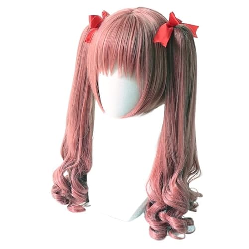 Perücken Haare for Frauen, lange gewellte Haarperücken, lockige Cosplay-Kostüm-Perücke mit 2 Pferdeschwänzen, Schönheit for Party von TAYGUM