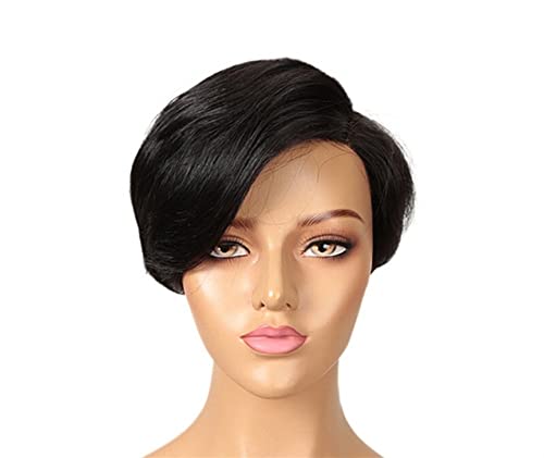 Perücken Haare for Frauen, seitlicher Pony, kurze Perücken for Frauen, rosa lila mit dunklen Wurzeln, Party-Kostüm, Cosplay-Perücke, Schönheit for den Alltag (Color : Schwarz) von TAYGUM