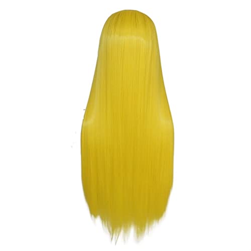 Perücken Haare for Frauen Lange glatte Haare Perücken for Frauen Seidige gelbe Spitzefront-Synthetikperücke Partykostüm Cosplay Tragen Perfekt for den Alltag (Color : Yellow, Size : 16 Inches) von TAYGUM