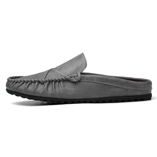 TAYGUM Herren Halbschuhe mit runder Spitze aus PU-Leder, rutschfest, flexibel, rutschfest, modisch, for den Außenbereich(Color:Gray,Size:41 EU) von TAYGUM