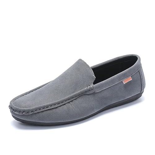 TAYGUM Herren-Loafer, runde Zehenpartie, Kunstleder-Loafer-Schuhe, leicht, rutschfest, flexibel, for den Abschlussball (Color : Gray, Size : 39 EU) von TAYGUM