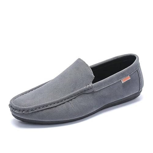 TAYGUM Herren-Loafer, runde Zehenpartie, Kunstleder-Loafer-Schuhe, leicht, rutschfest, flexibel, for den Abschlussball (Color : Gray, Size : 43 EU) von TAYGUM