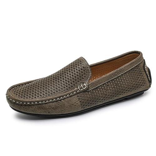 TAYGUM Herren-Loafer, runde Zehenpartie, atmungsaktiv, perforiertes PU-Leder, Loafer im Fahrstil, bequem, rutschfest, flexibel, for den Abschlussball(Color:Braun,Size:41 EU) von TAYGUM