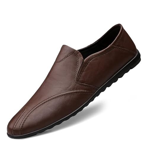 TAYGUM Herren-Loafer, runde Zehenpartie, einfarbig, Flacher Absatz, rutschfest, flexibel, for Spaziergänge(Color:Braun,Size:41 EU) von TAYGUM