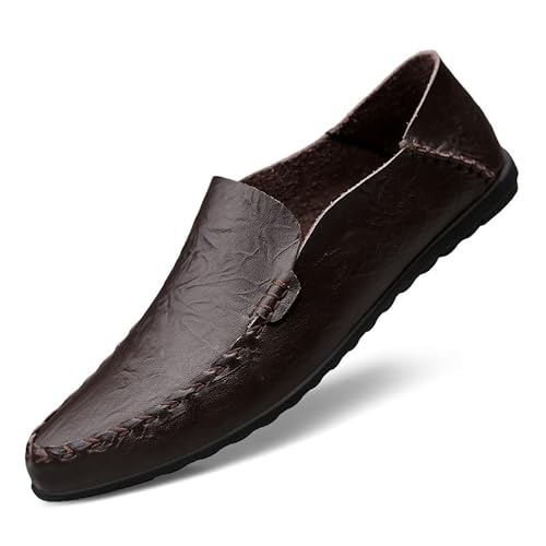 TAYGUM Herren-Loafer, runde Zehenpartie, einfarbig, bequem, flexibel, rutschfest, klassisch, for Reinschlüpfen(Color:Braun,Size:38 EU) von TAYGUM