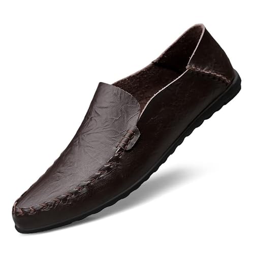 TAYGUM Herren-Loafer, runde Zehenpartie, einfarbig, bequem, flexibel, rutschfest, klassisch, for Reinschlüpfen(Color:Braun,Size:39 EU) von TAYGUM