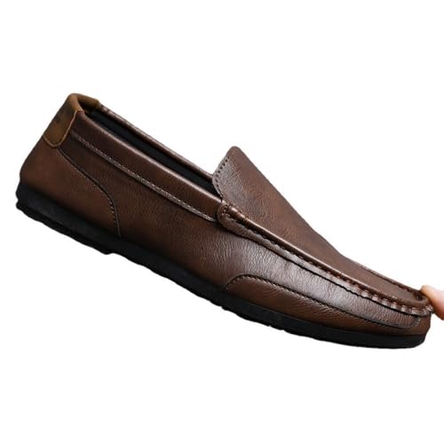 TAYGUM Herren-Loafer, runde Zehenpartie, veganes Leder, Slipper, Flacher Absatz, rutschfest, leicht, for den Abschlussball(Color:Braun,Size:39 EU) von TAYGUM