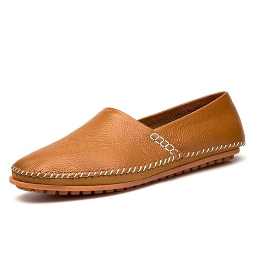 TAYGUM Herren-Loafer-Schuh, runde Zehenpartie, einfarbig, Kunstleder-Loafer-Schuhe, flexibel, leicht, bequem, for den Abschlussball, lässig, Slip-on(Color:Braun,Size:47 EU) von TAYGUM