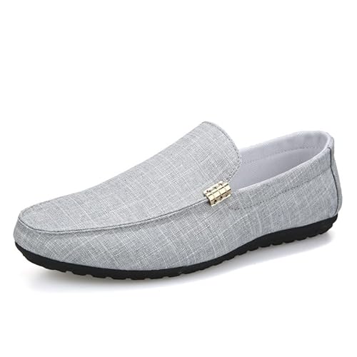TAYGUM Herren-Loafer-Schuhe, runde Zehenpartie, Stoff-Loafer-Schuhe, leicht, flexibel, Flacher Absatz, Abschlussball, Party, Slip-ons (Color : Gray, Size : 39 EU) von TAYGUM