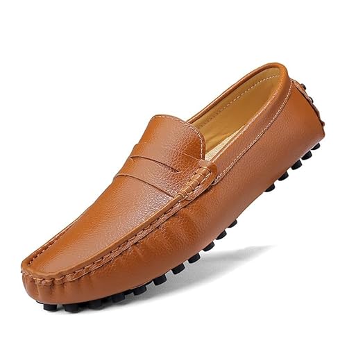 TAYGUM Herren-Loafer mit quadratischer Zehenpartie, PU-Leder, Penny-Loafer, rutschfest, flexibel, bequem, lässig, for Reinschlüpfen(Color:Braun,Size:41 EU) von TAYGUM