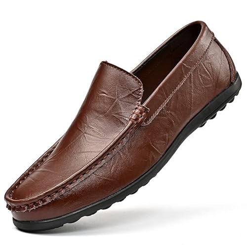 TAYGUM Loafer for Herren, runde Zehenpartie aus Kunstleder, leichte, Bequeme, rutschfeste Party-Slipper(Color:Dunkelbraun,Size:38 EU) von TAYGUM