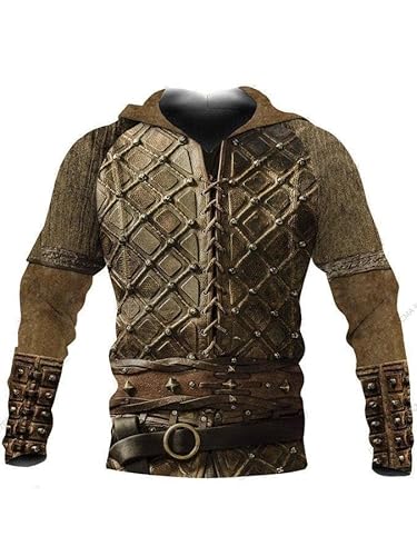 TAYGUM Männer 3D Realistisch Gedruckt Wikinger Rune Nordischen Mythos Mode DesignLangarm Lässig Pullover Cosplay Sweatshirt(Deep Blue,S) von TAYGUM