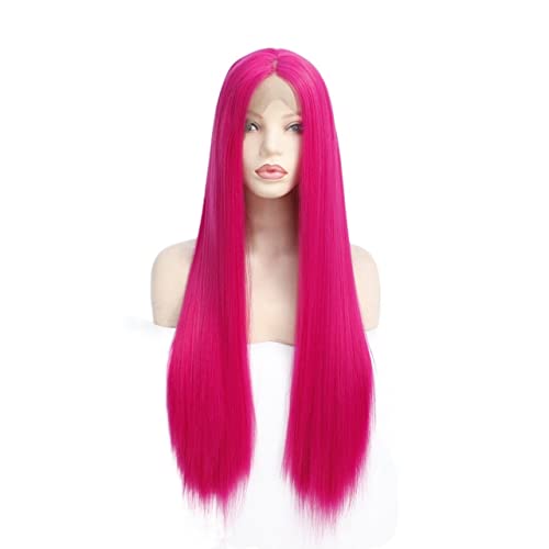 Wig For Women Long Straight Hair Wigs for Women Rose Red Synthetic Lace Front Wig Party Costume Cosplay Hair Charming for Daily von TAYGUM