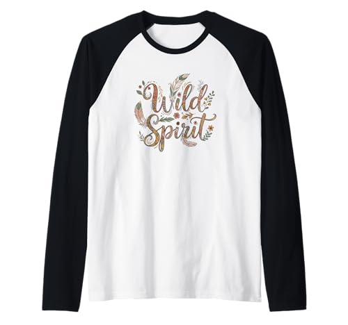Damen Wild Spirit Boho Feder Floral Typografie Raglan von TAYMELL