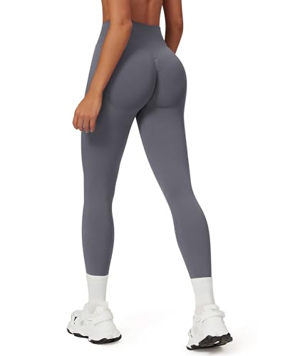 TAYOEA Damen Gym Leggings Scrunch Butt Sport Leggings Nahtlose Yogahose Hohe Taille Sporthose Blickdicht Booty Lifting Leggings Grau,L von TAYOEA