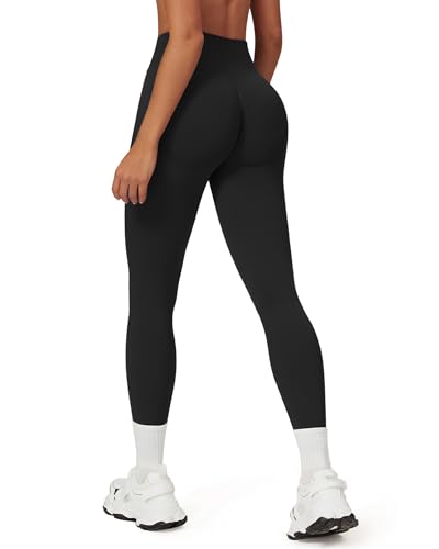 TAYOEA Damen Gym Leggings Scrunch Butt Sport Leggings Nahtlose Yogahose Hohe Taille Sporthose Blickdicht Booty Lifting Schwarz,L von TAYOEA