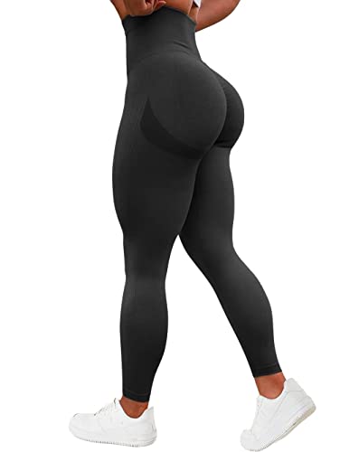 TAYOEA Damen Kompressions Sport Leggings Yoga Lange Leggings Slim Fit Fitnesshose Sporthosen Blickdicht Scrunch Butt Yogahose Nahtlos Push up Leggings Hohe Taille Übung Fitness Joggen Schwarz,S von TAYOEA