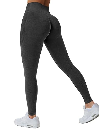 TAYOEA Damen Push up Sporthose Scrunch Butt Leggings High Waist Seamless Yogahose Fitness Nahtlos Gym Leggings Blickdicht, Grau,M von TAYOEA