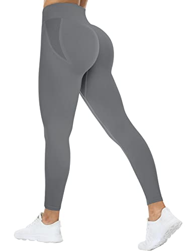 TAYOEA Damen Scruch Butt Leggings Booty Lifting Sports Gym Fitnesshosen Push up Leggings Hohe Taille ​Übung Fitness Joggen Grau,M von TAYOEA