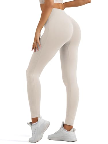 TAYOEA Damen Scrunch Butt Sportleggings Hohe Taille Blickdicht Sporthose Booty Lifting Leggings Nahtlose Gym Push up Fitnesshose Aprikose,S TAYOEA Damen Scrunch Butt Sportleggings Hohe Taille Blickdicht Sporthose Booty Lifting Leggings Nahtlose Gym Push up Fitnesshose Aprikose,S von TAYOEA