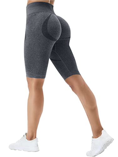 TAYOEA Kurze Leggings Damen Sporthose Nahtlose Shorts Kurz Radlerhose Hohe Taille Blickdicht Yogahose Sommer für Yoga Tights Shorts Joggen Radfahren Fitness Grau,S von TAYOEA