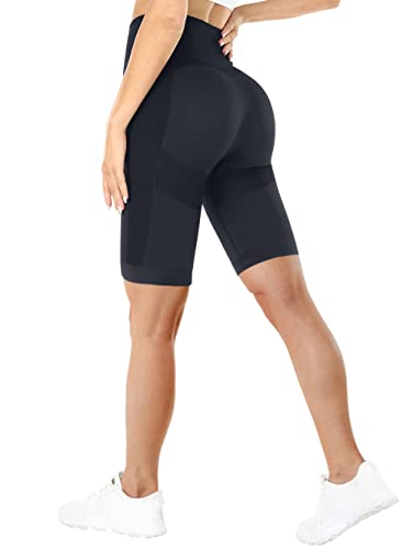 TAYOEA Kurze Leggings Damen Sporthose Nahtlose Shorts Kurz Radlerhose Hohe Taille Blickdicht Yogahose Sommer für Yoga Tights Shorts Joggen Radfahren Fitness Schwarz,S von TAYOEA