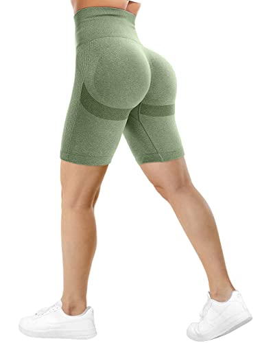 TAYOEA Radlerhose für Damen Sporthose Laufleggings Hohe Taille für Fitnessstudio Yoga Shorts Push up Po Scrunch Nahtlos Matte Kontur Smile von TAYOEA